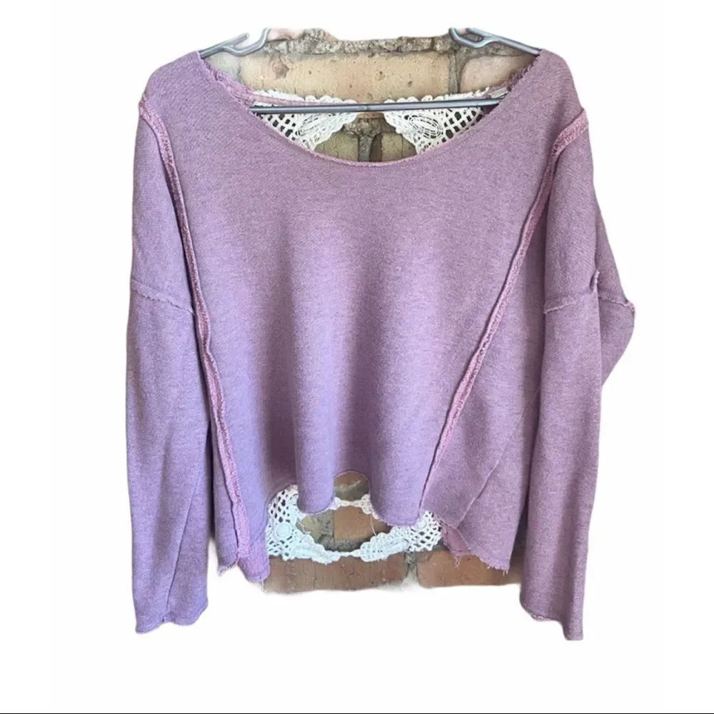 ✨HP✨Free People Crochet Open Back Sweatshirt✨ - Picture 3 of 6